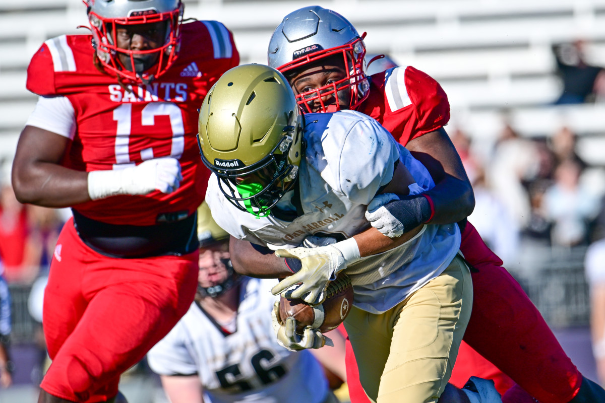 The Concordia Prep defense was relentless all afternoon in holding John Carroll scoreless in Sunday's MIAA B championship game at Johnny Unitas Stadium.